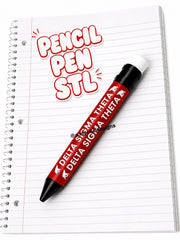 Red and Cream Pencil Pen (STL)