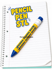 Blue and Gold Pencil Pen (STL)