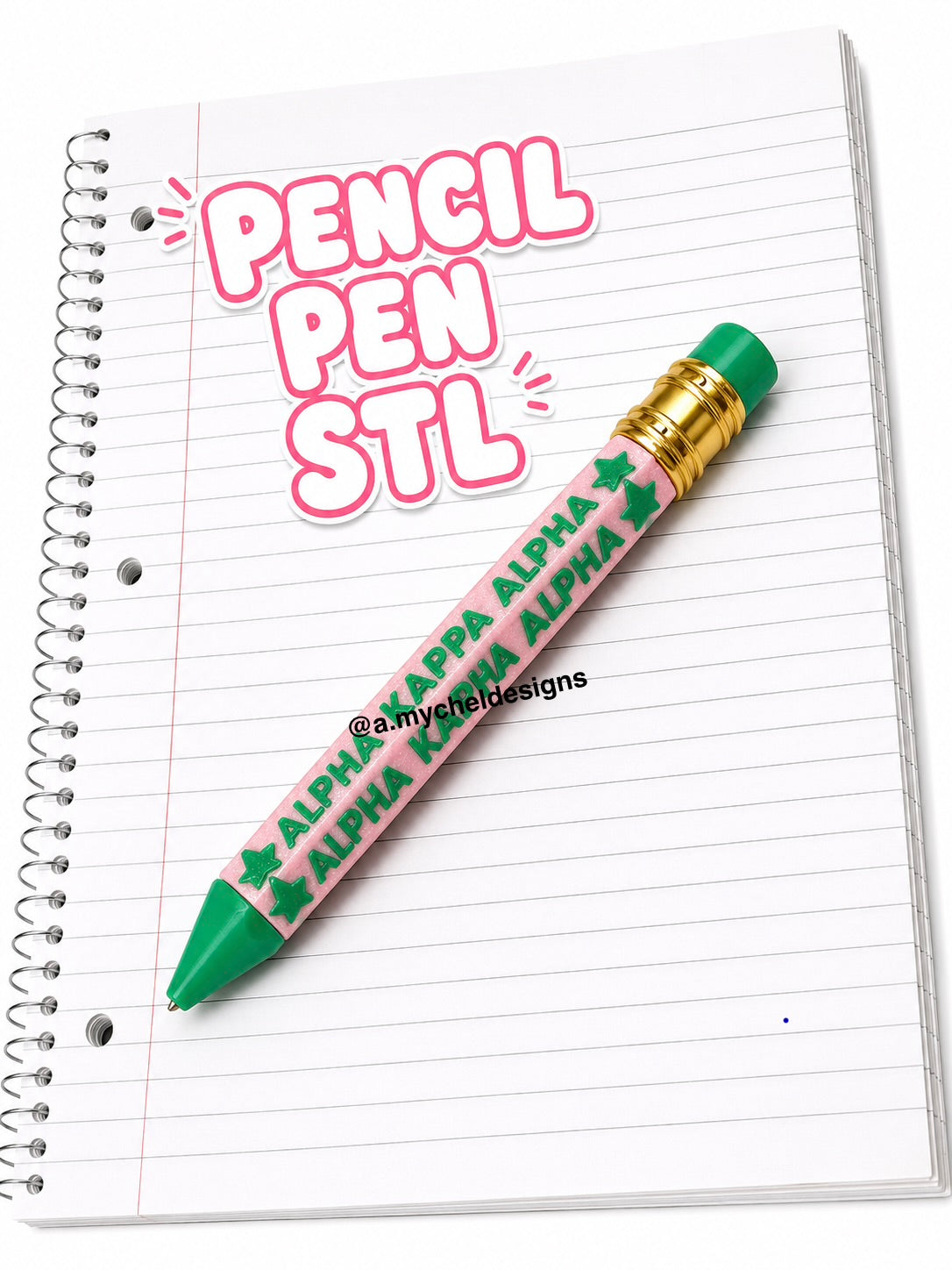 Pink and Green Pencil Pen (STL)