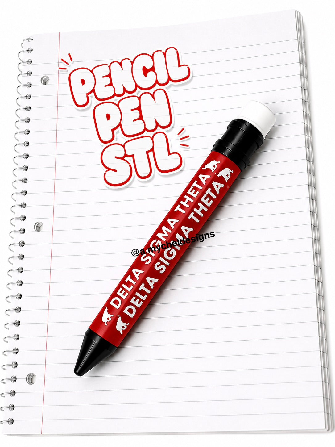 Red and Cream Pencil Pen (STL)