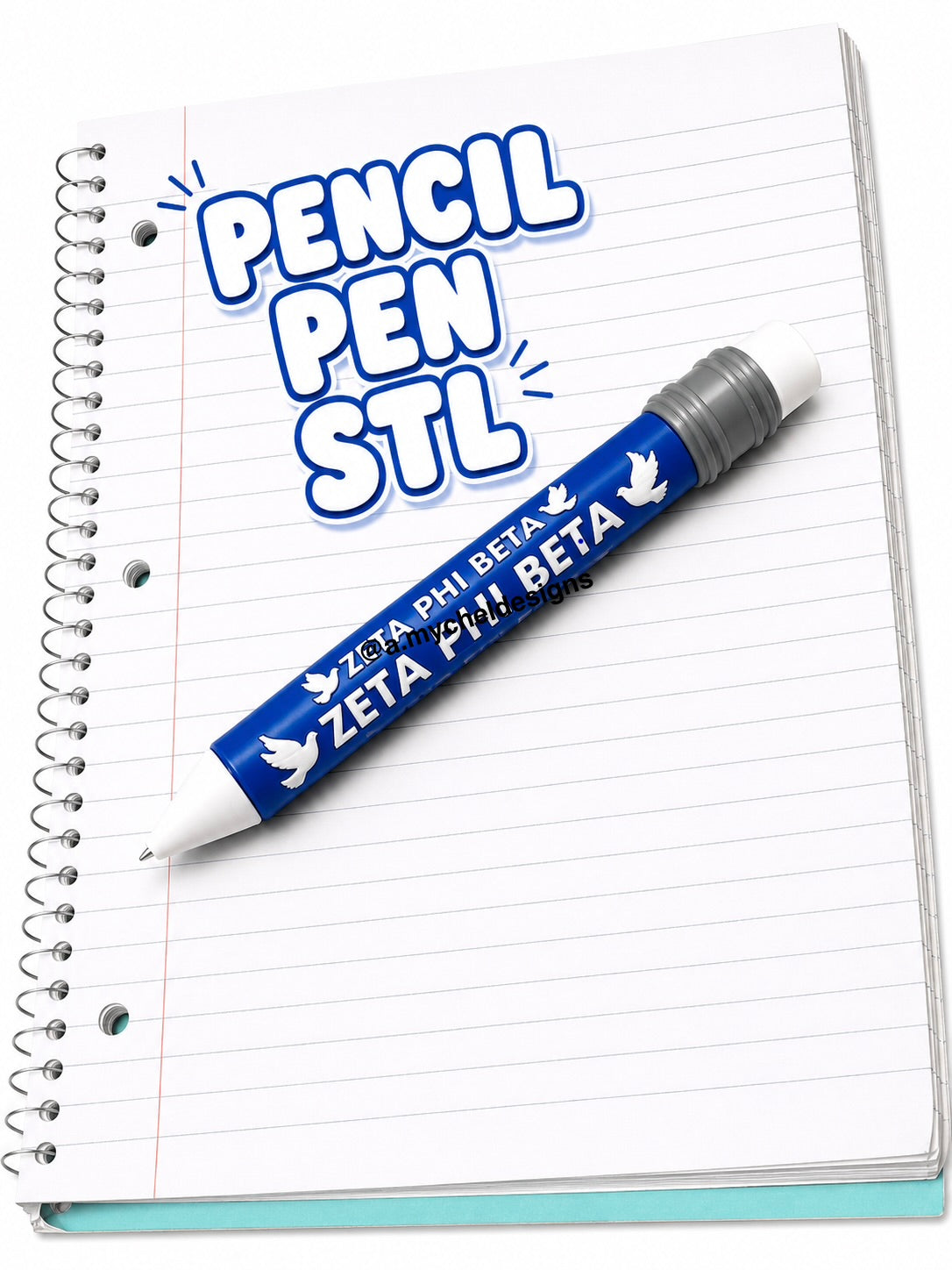 Blue and White Pencil Pen (STL)