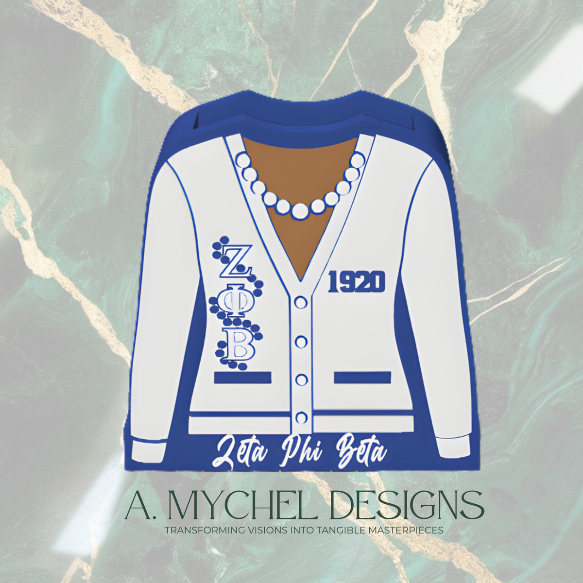 Blue & White Cardigan Pencil Holder