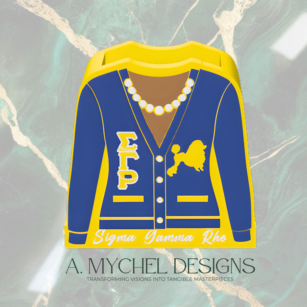 Blue & Gold Cardigan Pencil Holder