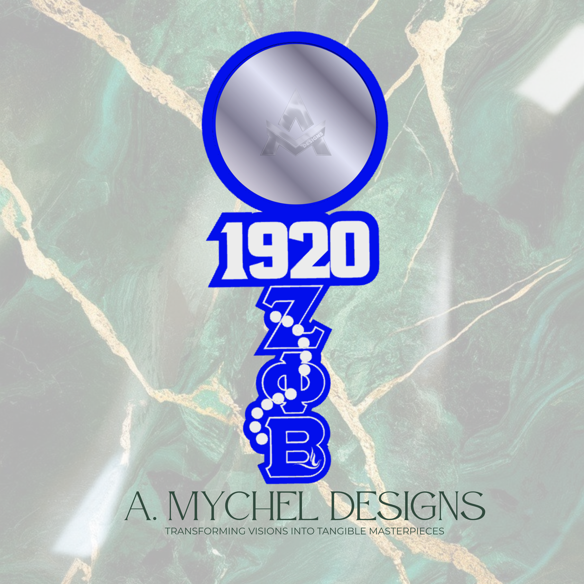 Blue & White 3D Mirror