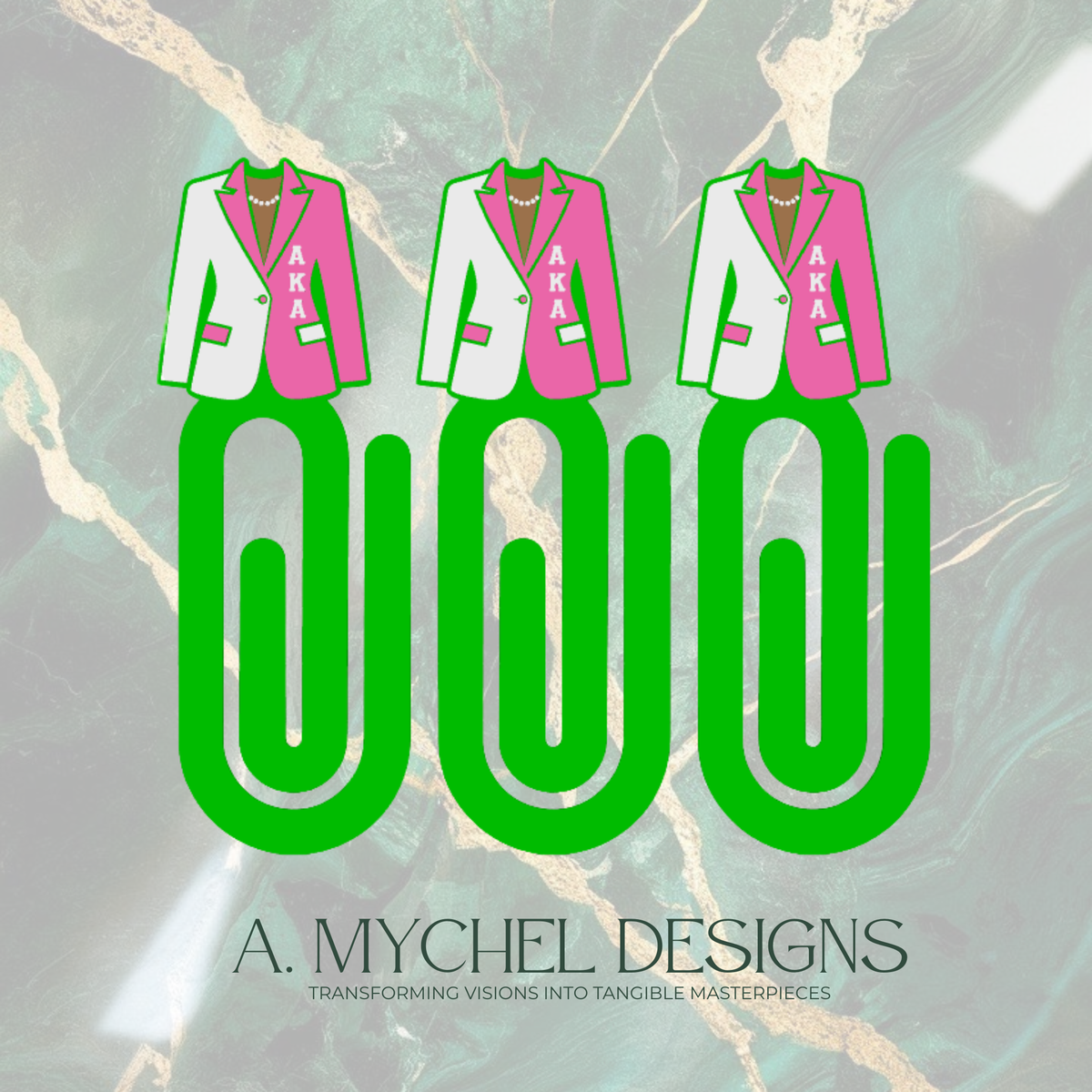 Pink and Green (STL) Jumbo Paper Clips