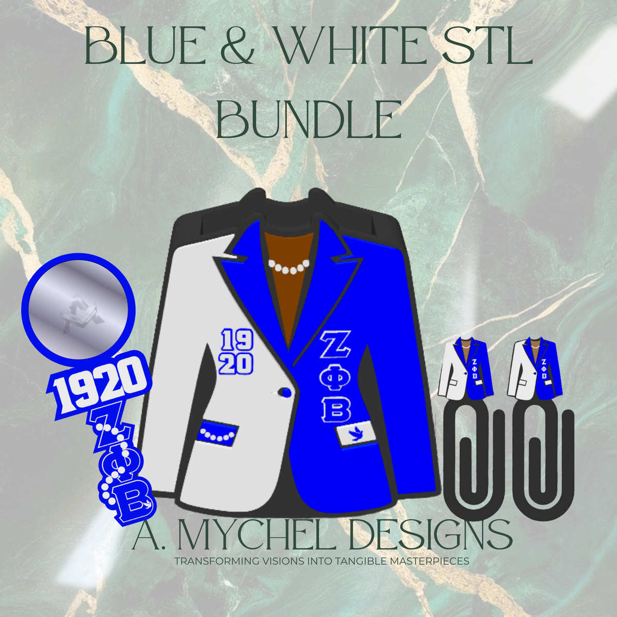 Blue and White (STL) Mirror Bundle